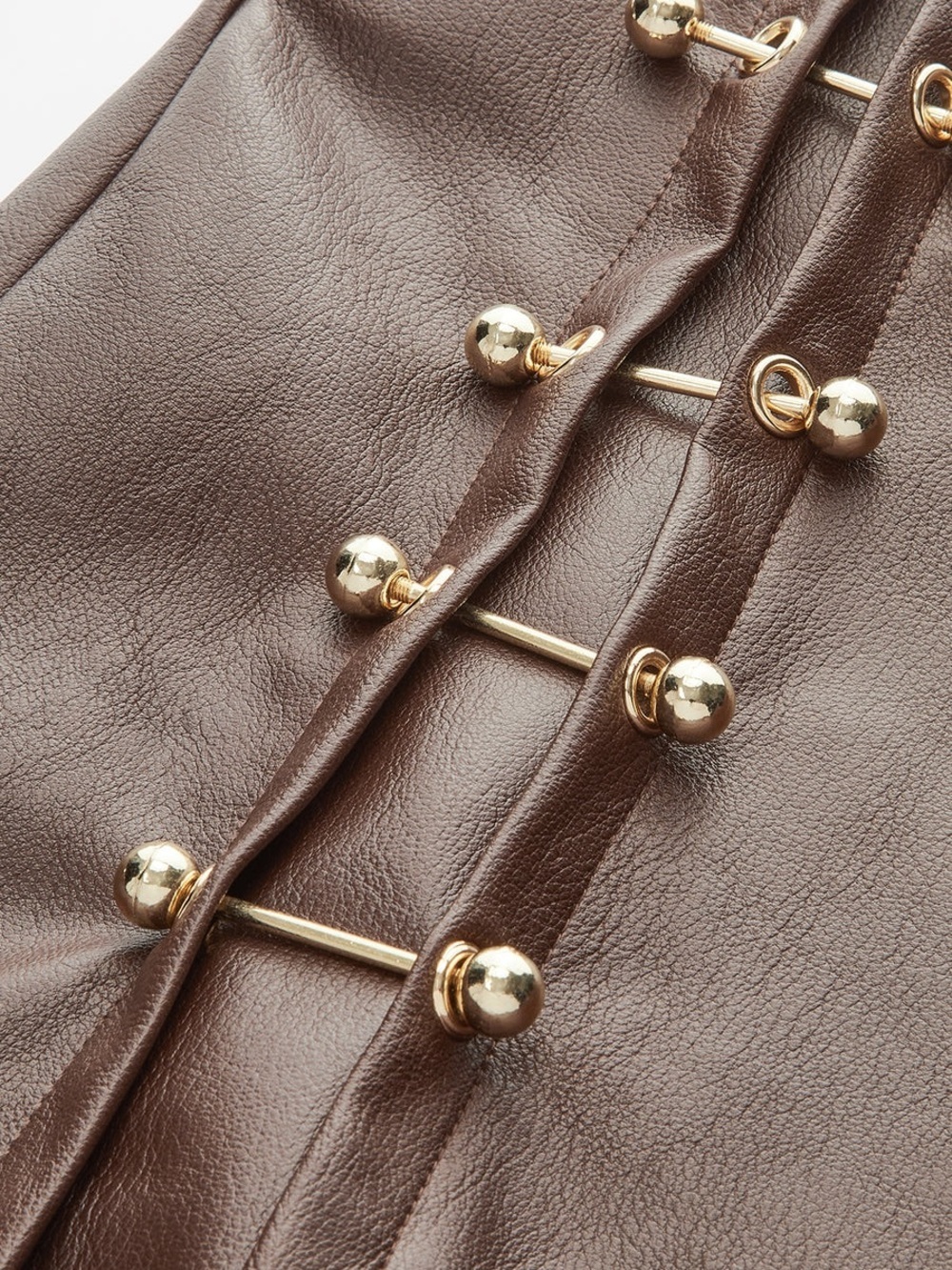 Commense PU Leather Metal Detail Mini Skirt - Picture 3 of 5